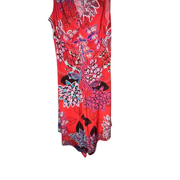 Chico’s  Red  Floral  Sleeveless  Front Twist  Jagged Hem  Maxi  Dress  Medium - Picture 3 of 9
